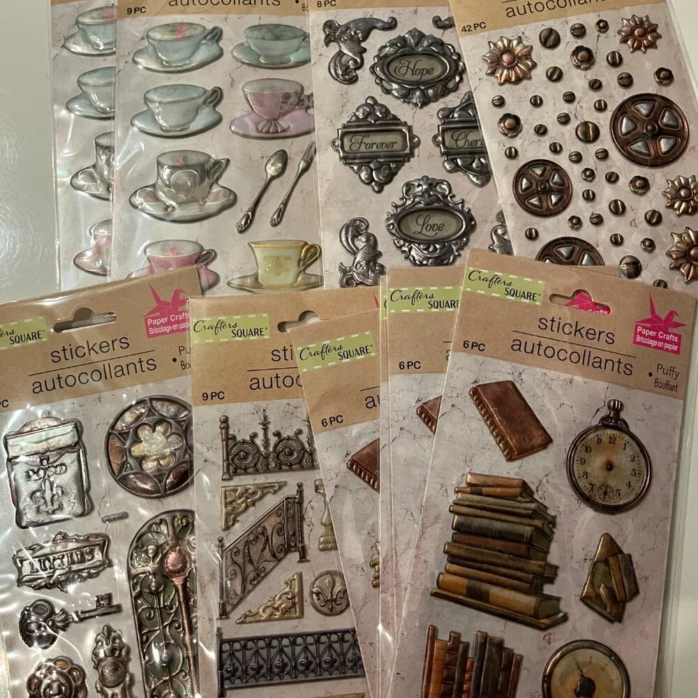Puffy Stickers!  (Teacups Architecture Clock)‎ NEW